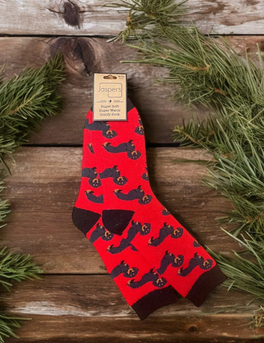 Dachshund Cosy Socks - Red