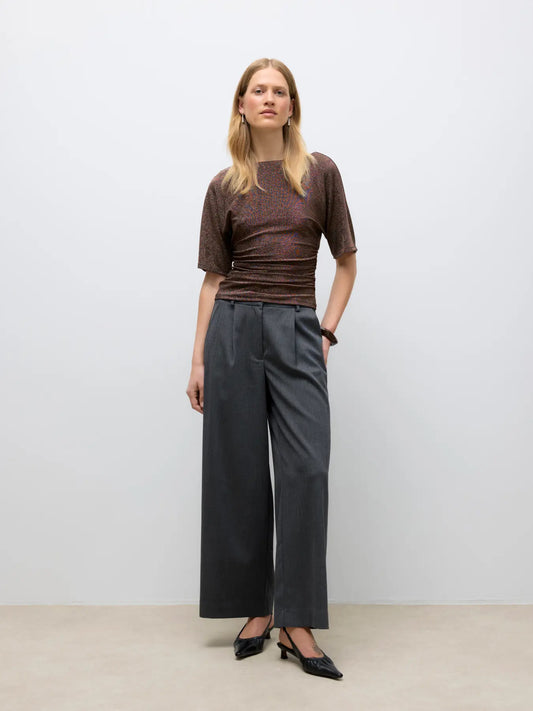 Ursula Boatneck Top - Black Puce Lurex