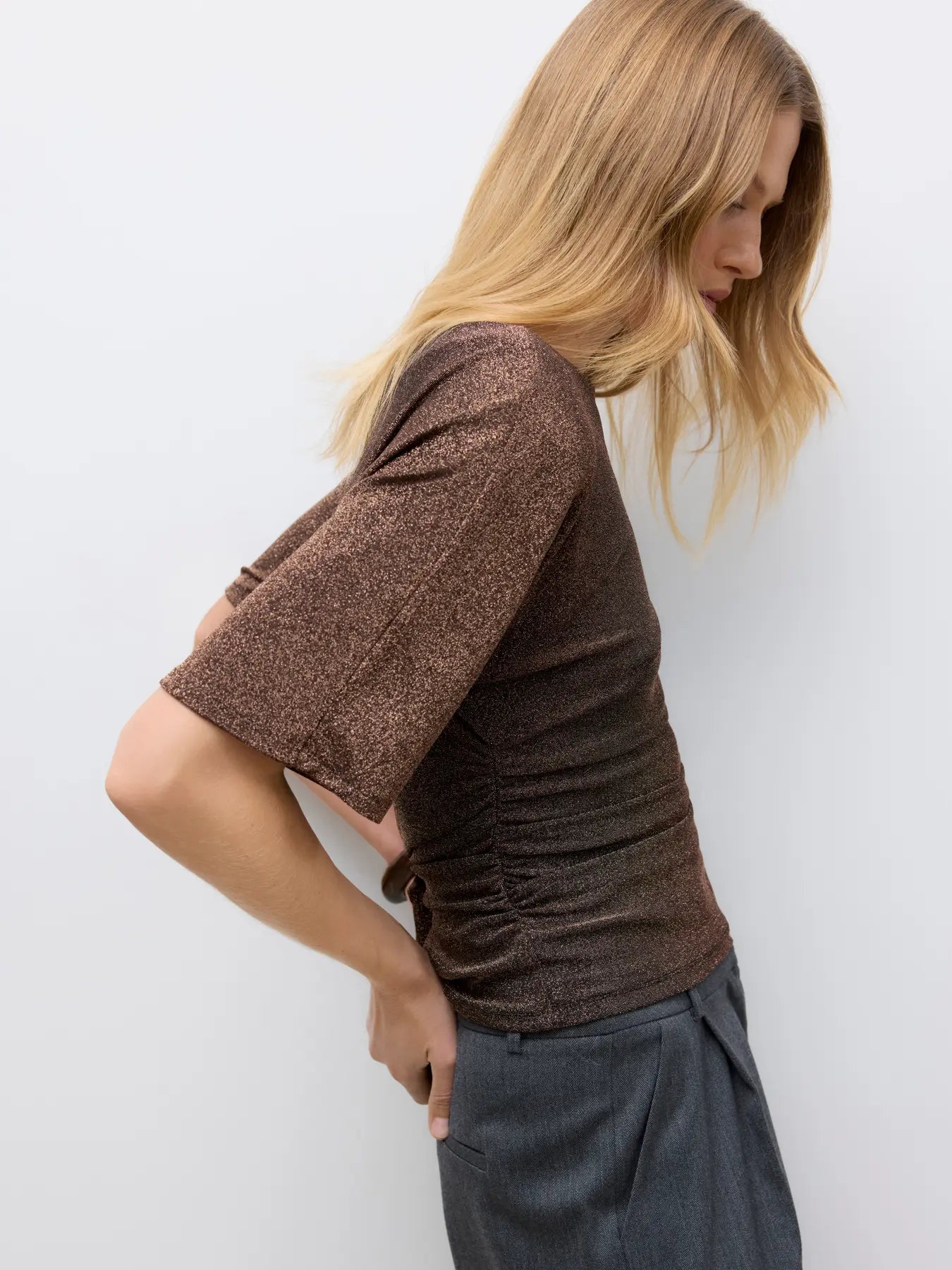 Ursula Boatneck Top - Black Puce Lurex