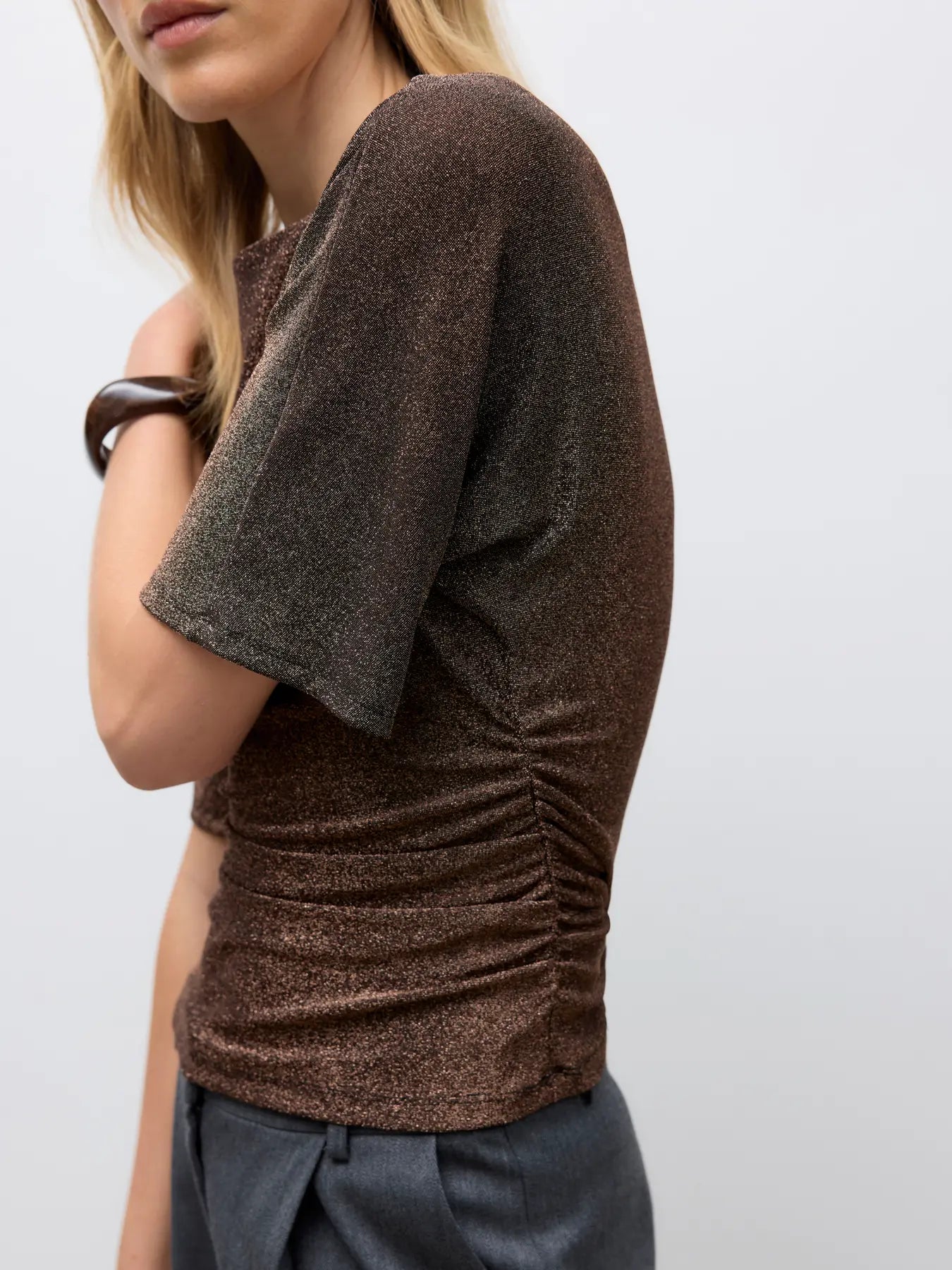 Ursula Boatneck Top - Black Puce Lurex
