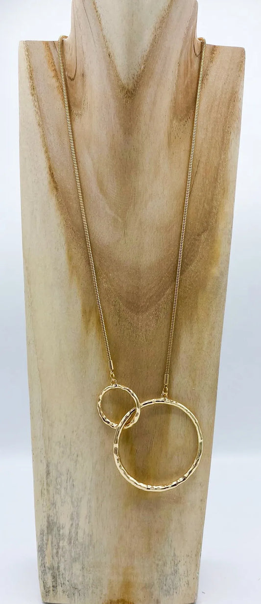 Entwined Double Circle Necklace - Gold