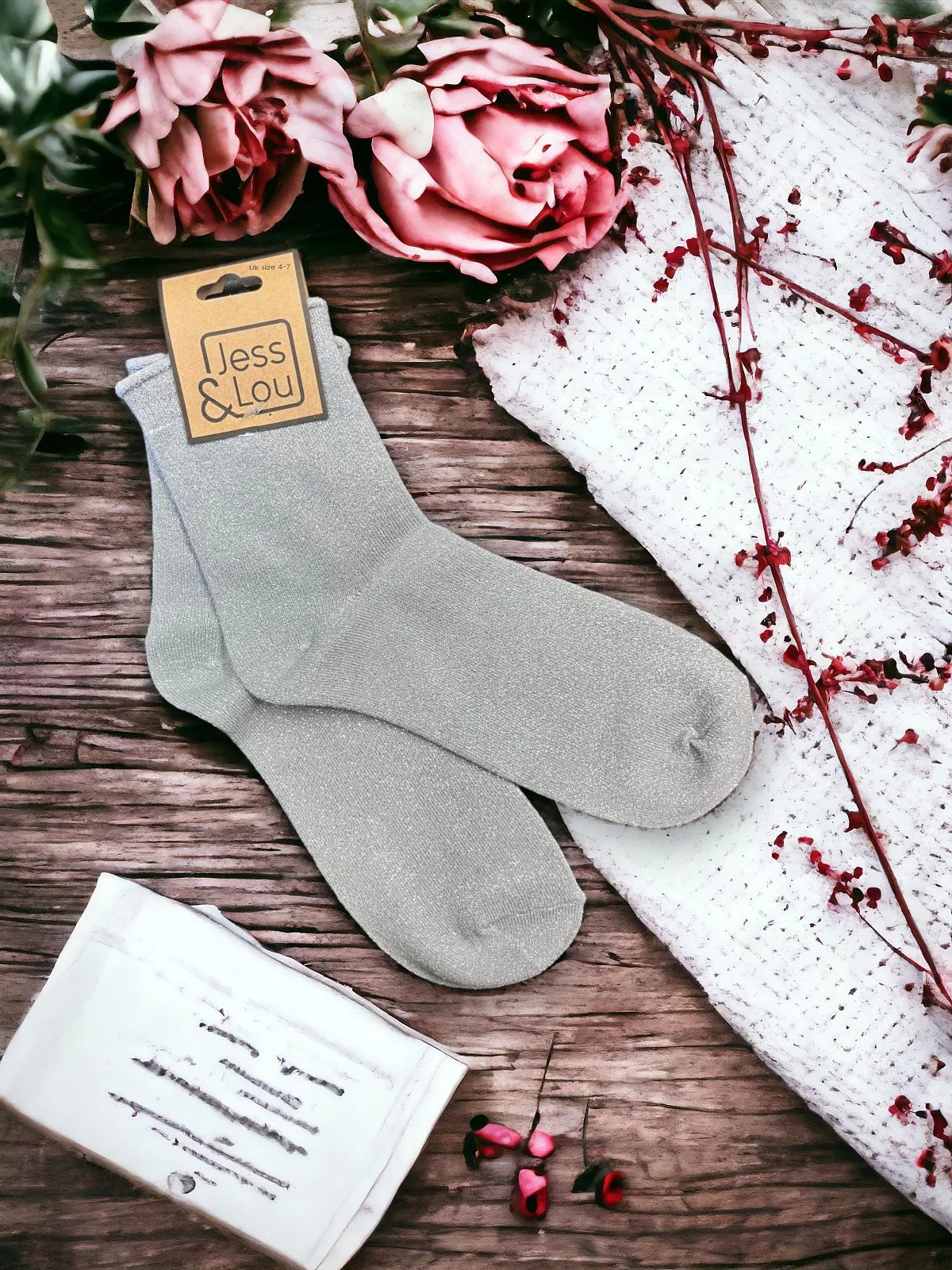 Sparkly Cotton Socks - Grey