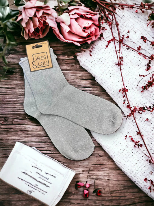 Sparkly Cotton Socks - Grey