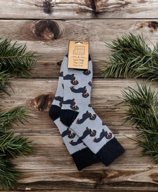 Dachshund Cosy Socks - Grey