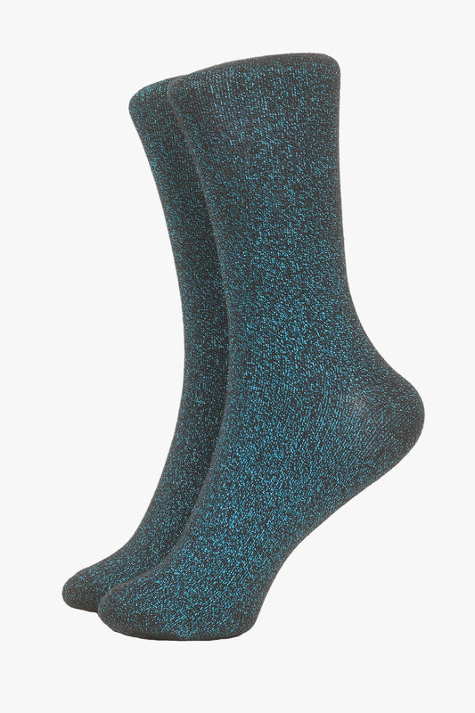 Glitter Socks - Black Turquoise