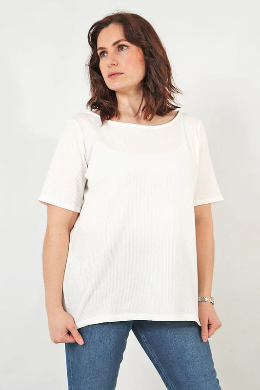 Boat Neck Top - White