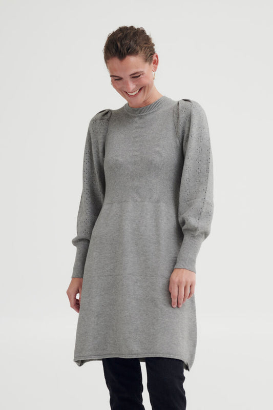 Nonina Rib Dress - Mid Grey Melange