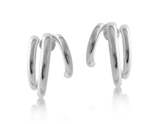 Enola Tubular Gold Hoop Earrings - Silver