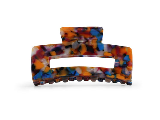 Amber Resin Bull Dog Hairclip - Blue , Lilac, Orange