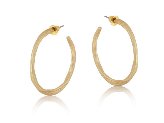 Valentina Branch Shaped Large Hoop Earrings - Gold