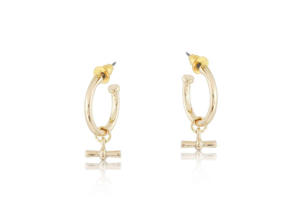 Octavia Tbar Tiny Hoop Earrings - Gold