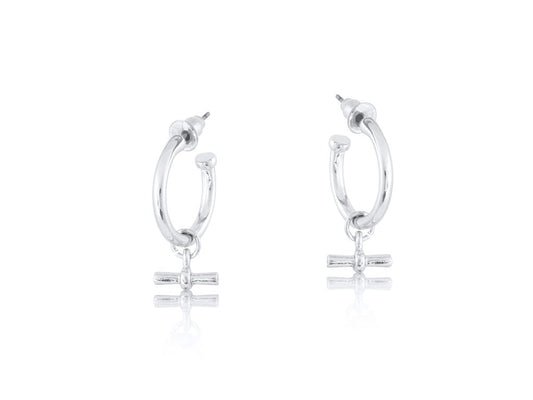 Octavia Tbar Tiny Hoop Earrings - Silver