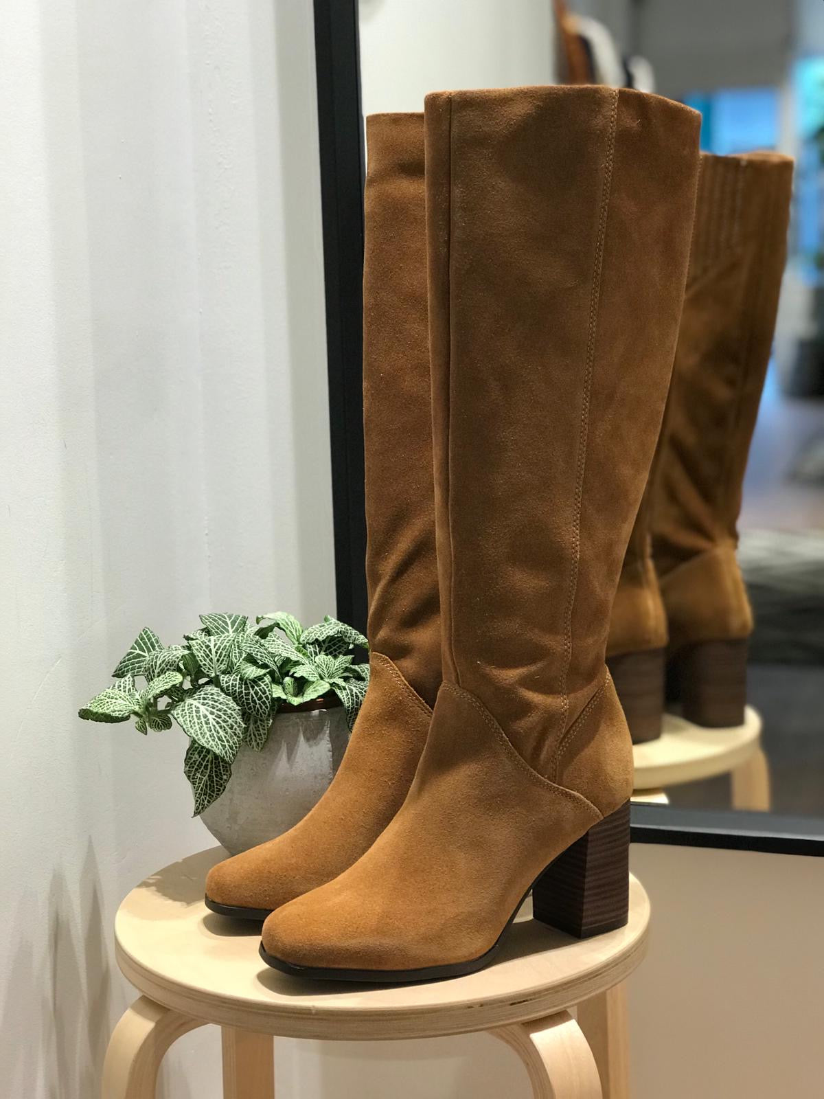 Tamaris Tan Leather Knee High Boot - Muscat