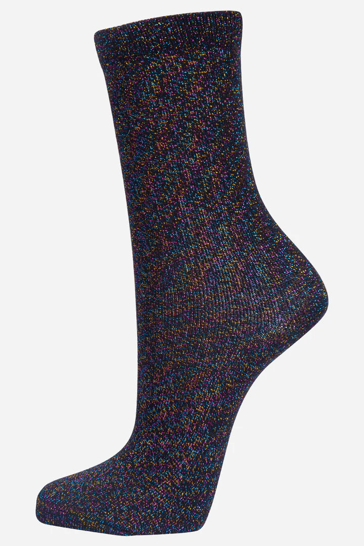 Glitter Socks - Black Rainbow