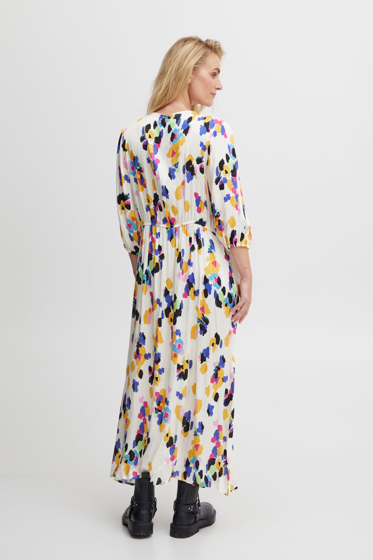 Emilia V-Neck Dress - Multicolour Flowers