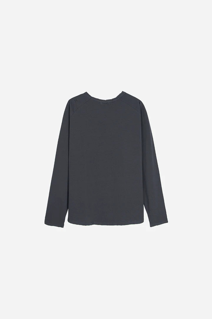 Plain Long Sleeve Top Dark Grey Planet