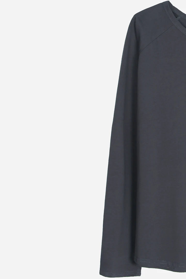 Plain Long Sleeve Top - Dark Grey