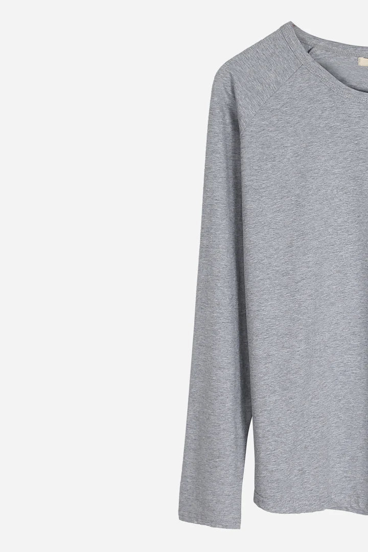 Plain Long Sleeve Top - Medium Grey