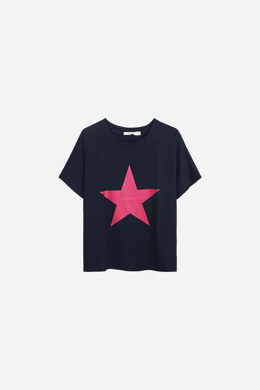 Statement Star T-Shirt - Navy/Fuchsia