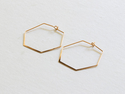 Iro Hexagon Mini Hoop Earrings - Gold