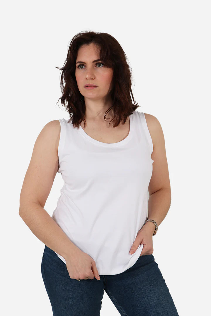 Round Neck Vest Top - White