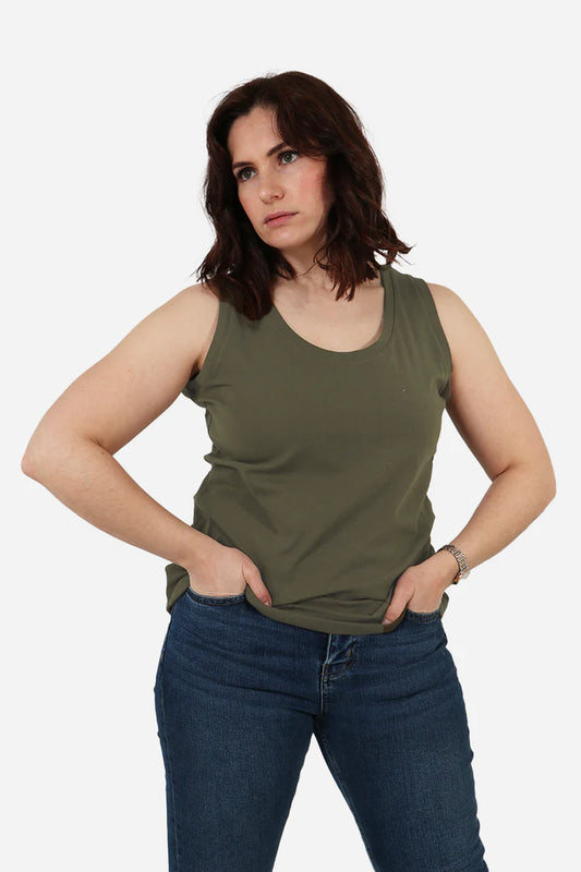 Round Neck Vest Top - Green