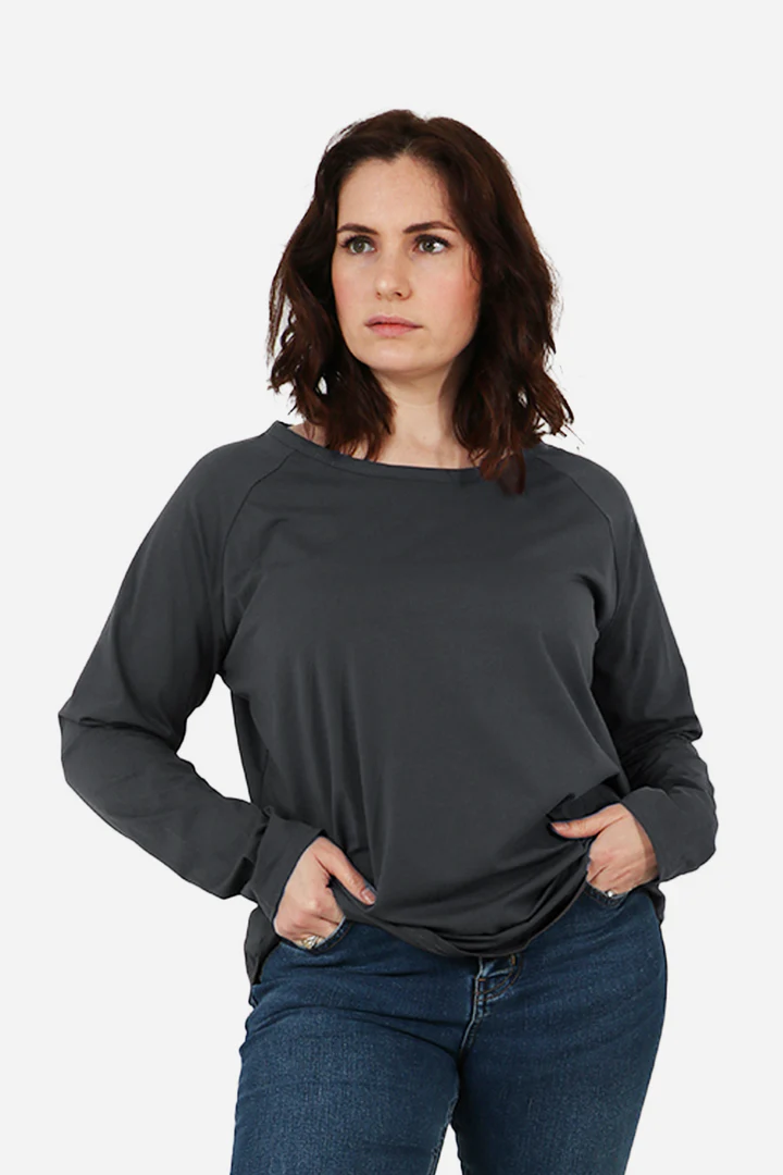 Plain Long Sleeve Top - Dark Grey
