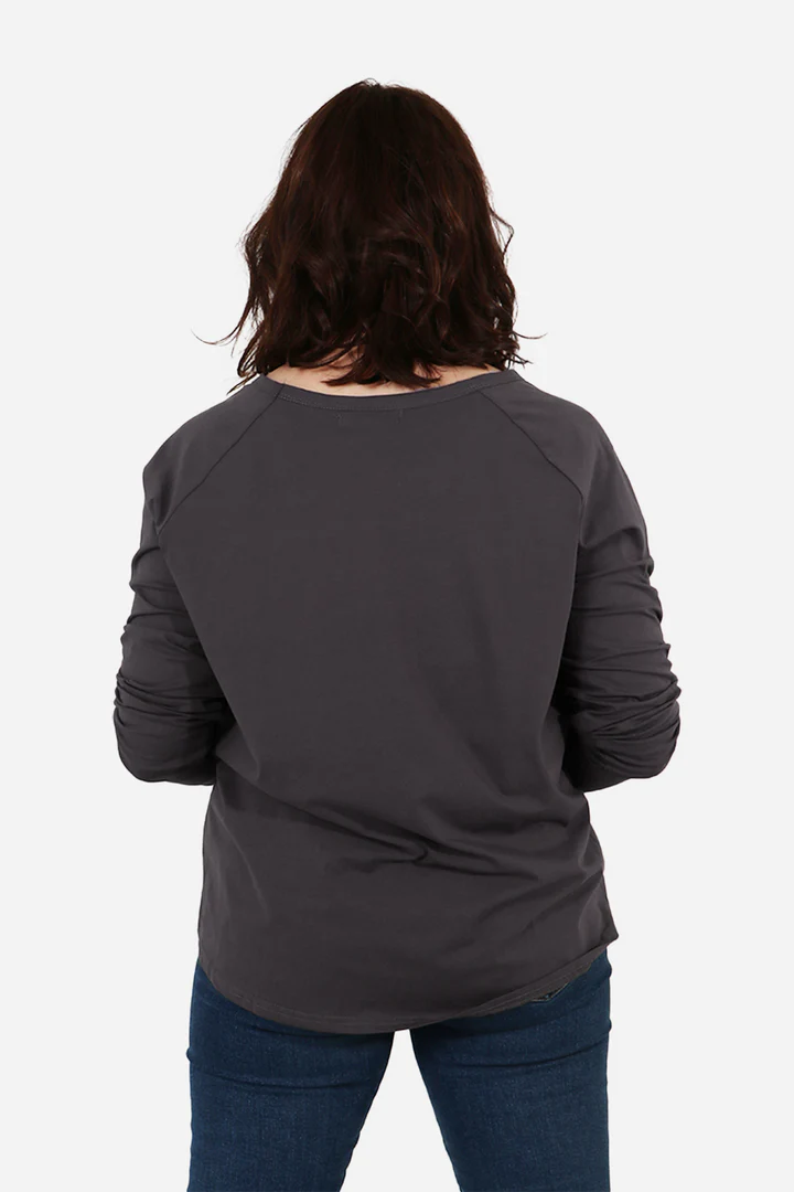 Plain Long Sleeve Top - Dark Grey