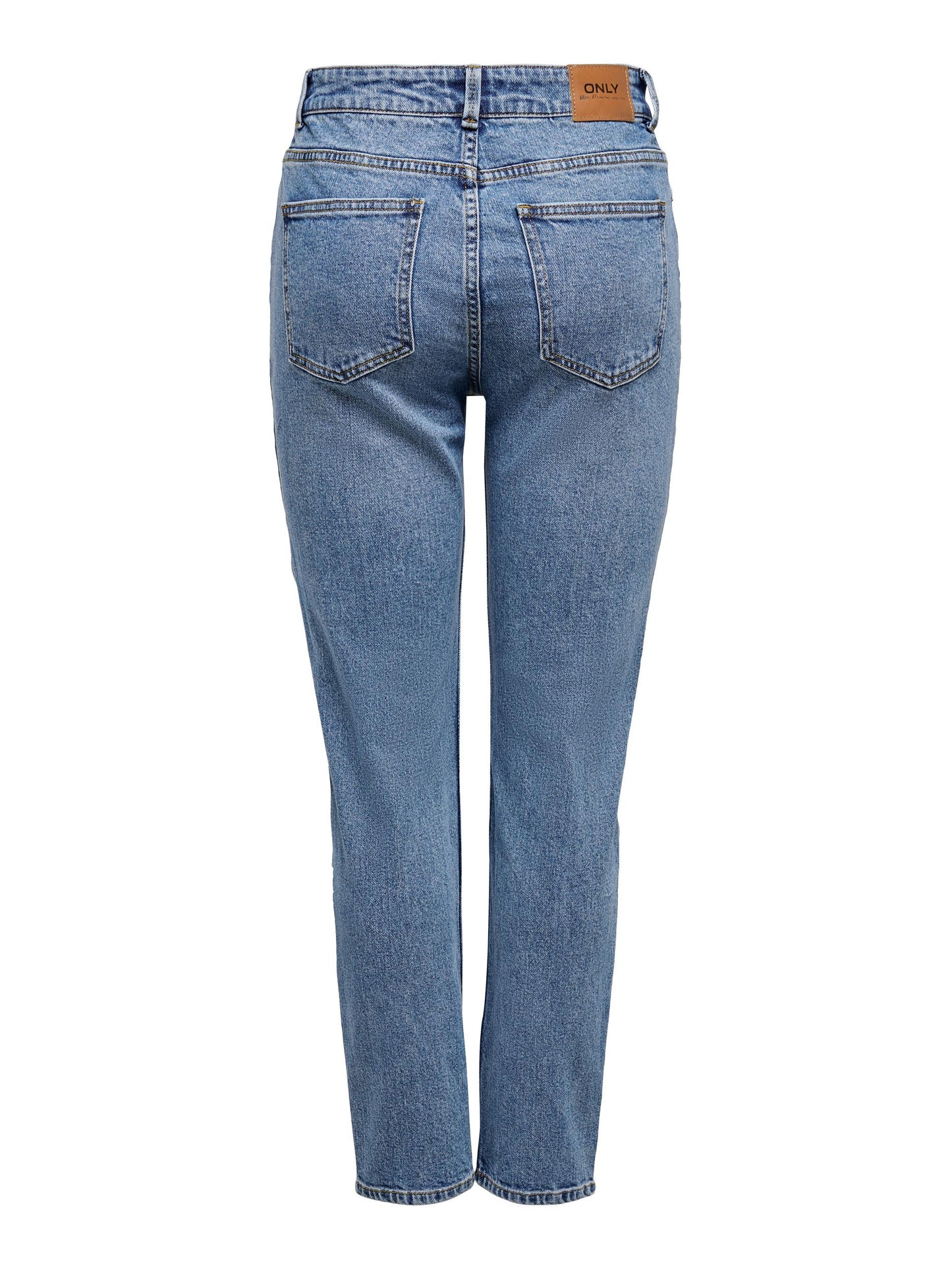 Emily Life High Waisted Straight Jeans - Medium Blue