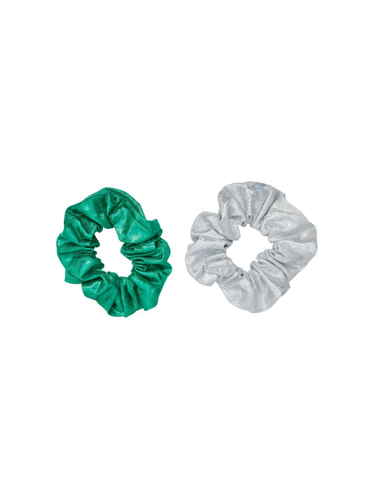 Nova 2-Pack Scrunchie - Metallic Green/Silver