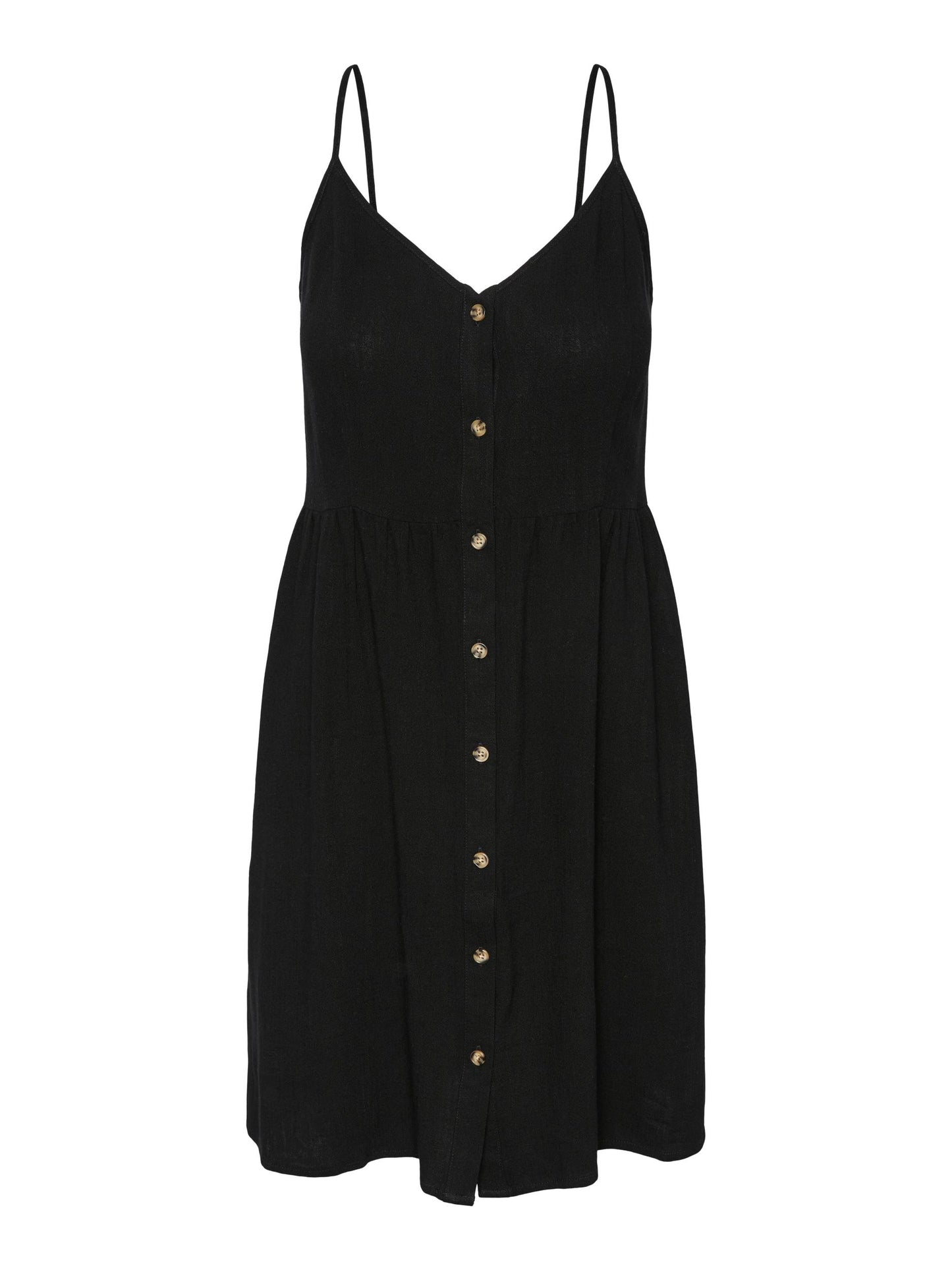 Vinsty Linen Slip Dress - Black