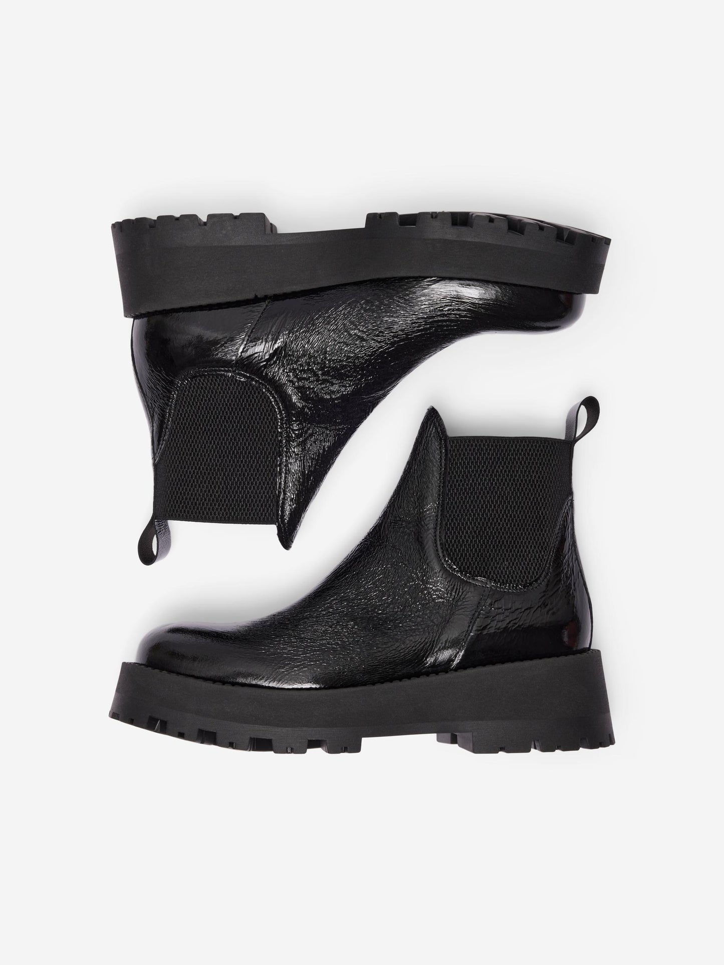 Cora Patent Chelsea Boots - Black