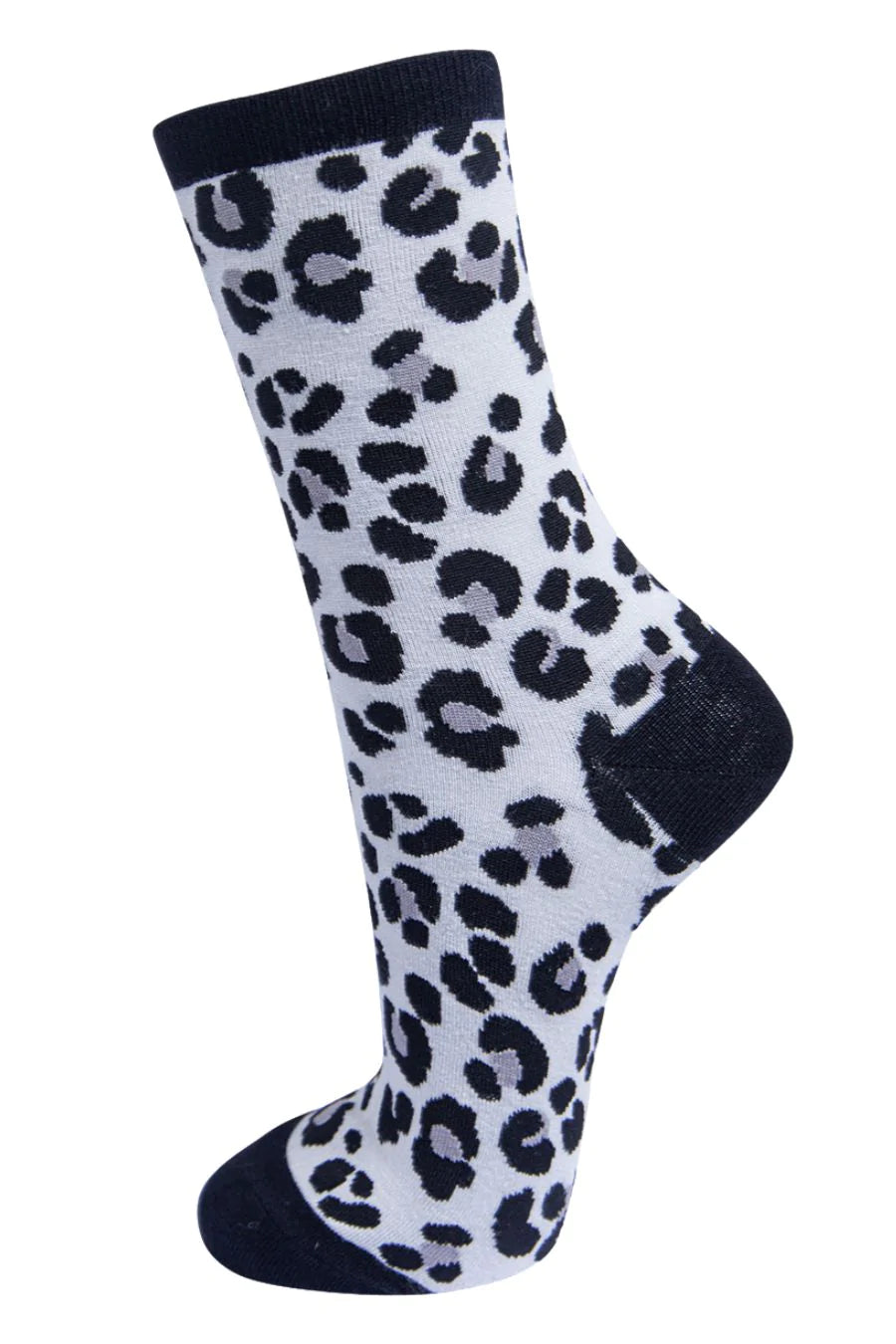 Leopard Print Bamboo Socks - Black/Grey