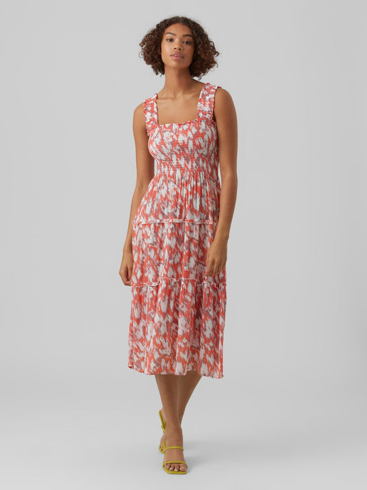 Menny Smock Calf Dress - Georgia Peach