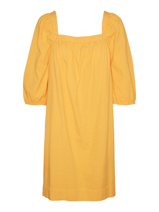 Macia 3/4 Sleeve Cotton Dress - Radiant Yellow