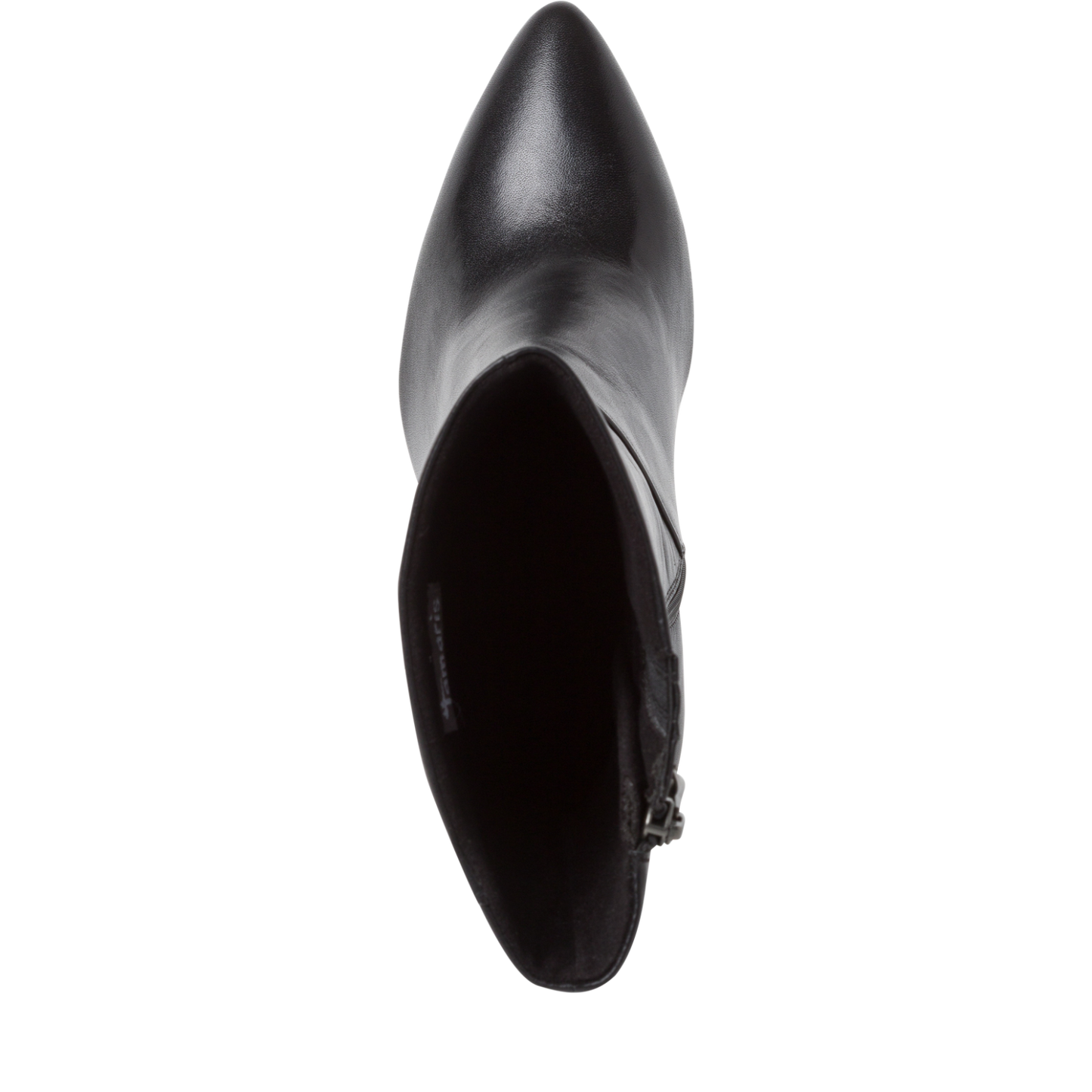Leather Heeled Calf Length Boots - Black