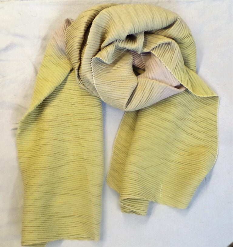 Waffle Scarf with Dip Dye Pattern - Yellow