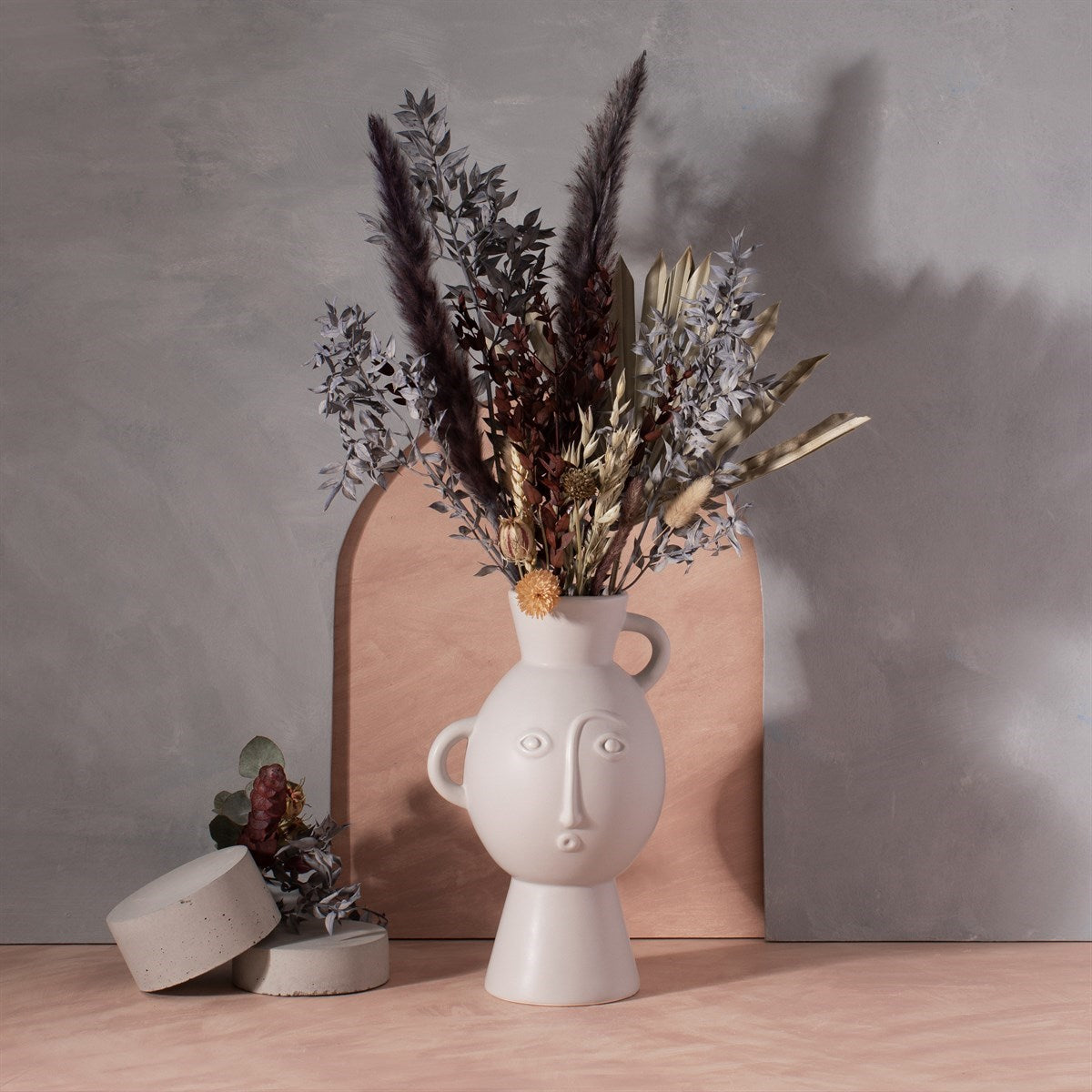 Amira Vase With Handles - Grey