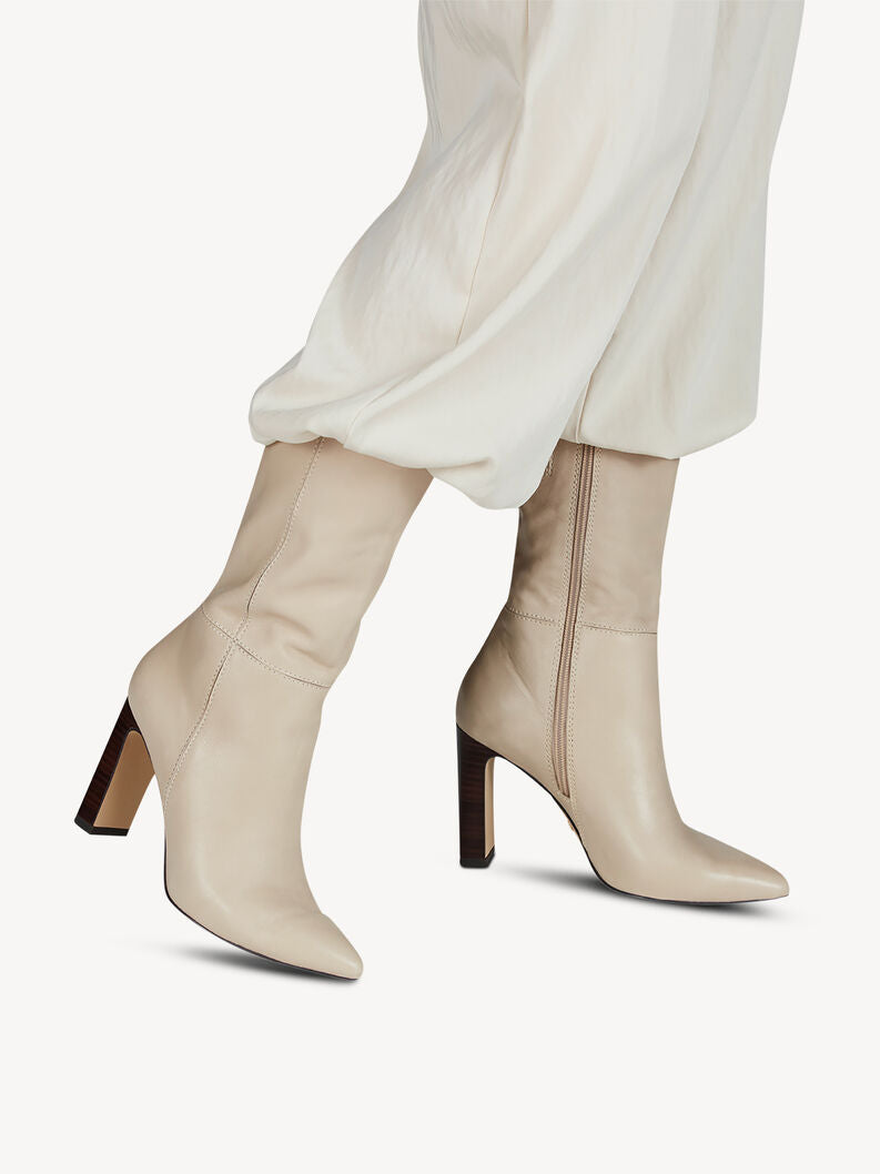 Tamaris Leather Boots - Ivory