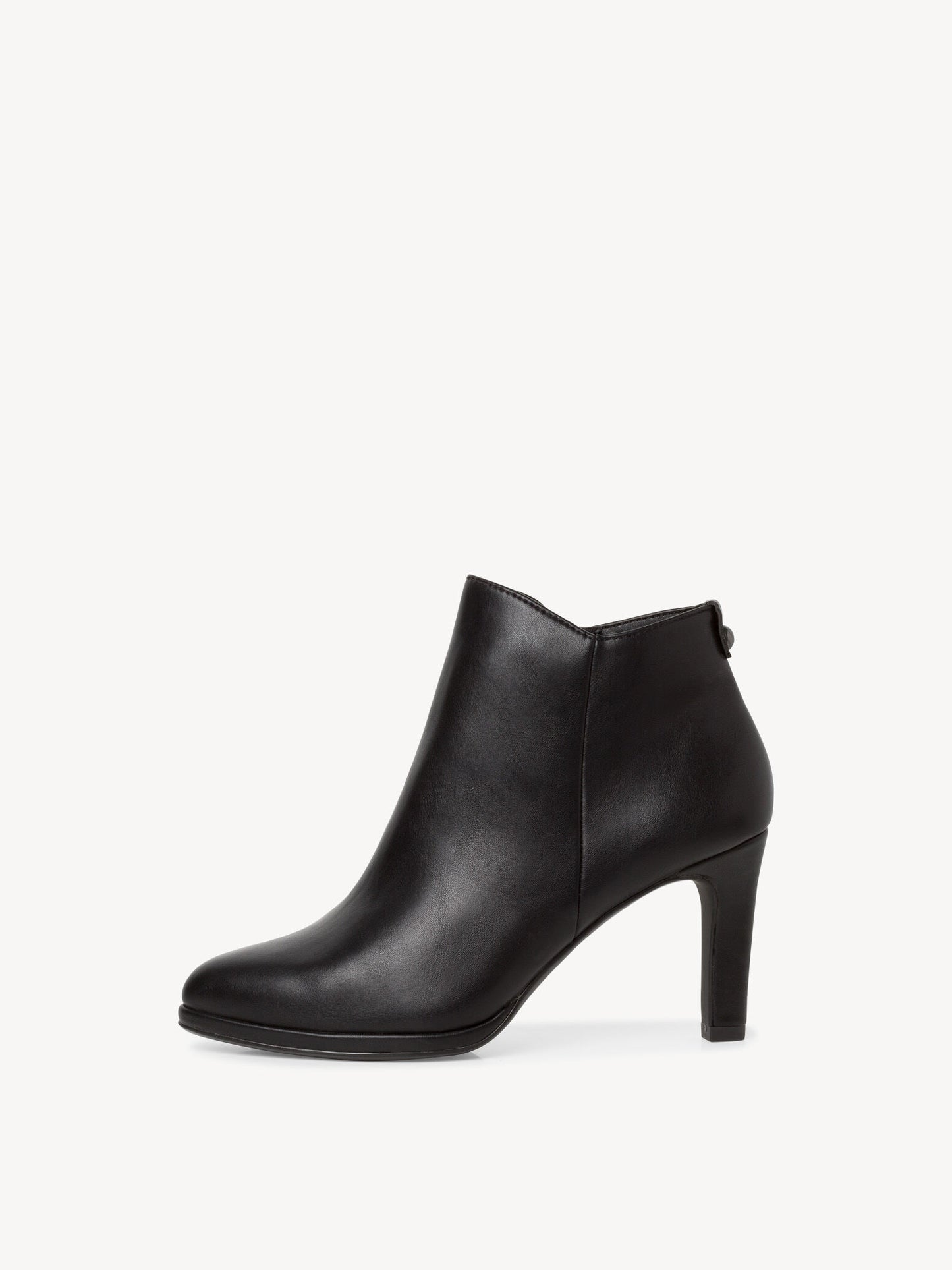 Vegan Leather Heeled Ankle Boots - Black