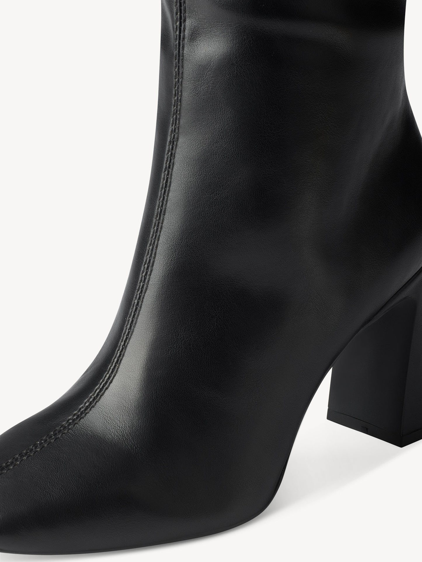 Tall Heeled Vegan Leather Boots - Black