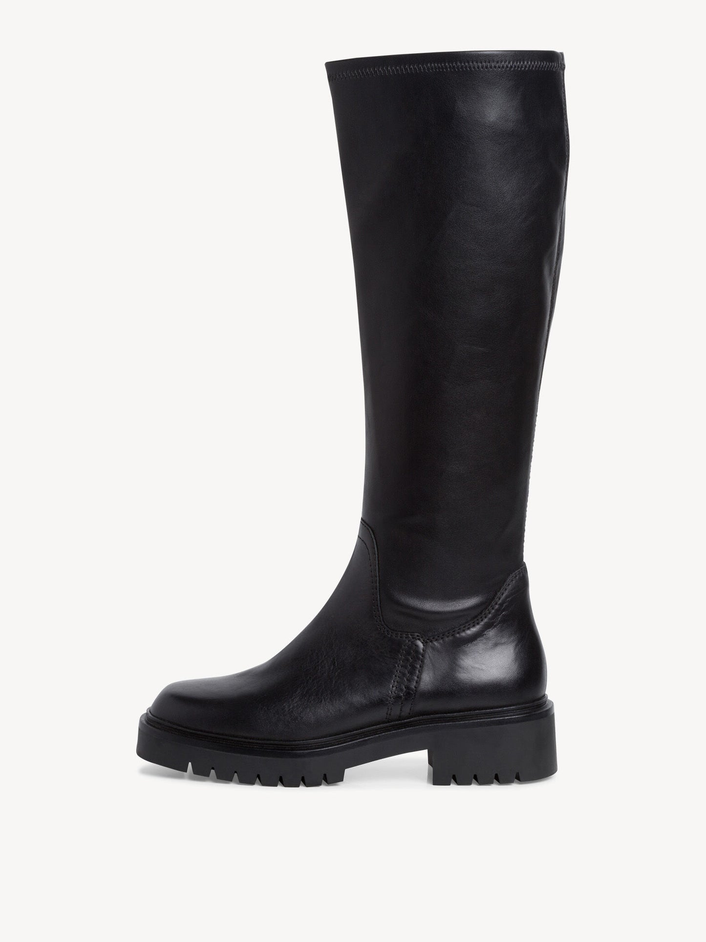 Leather Tall Chunky Boot - Black