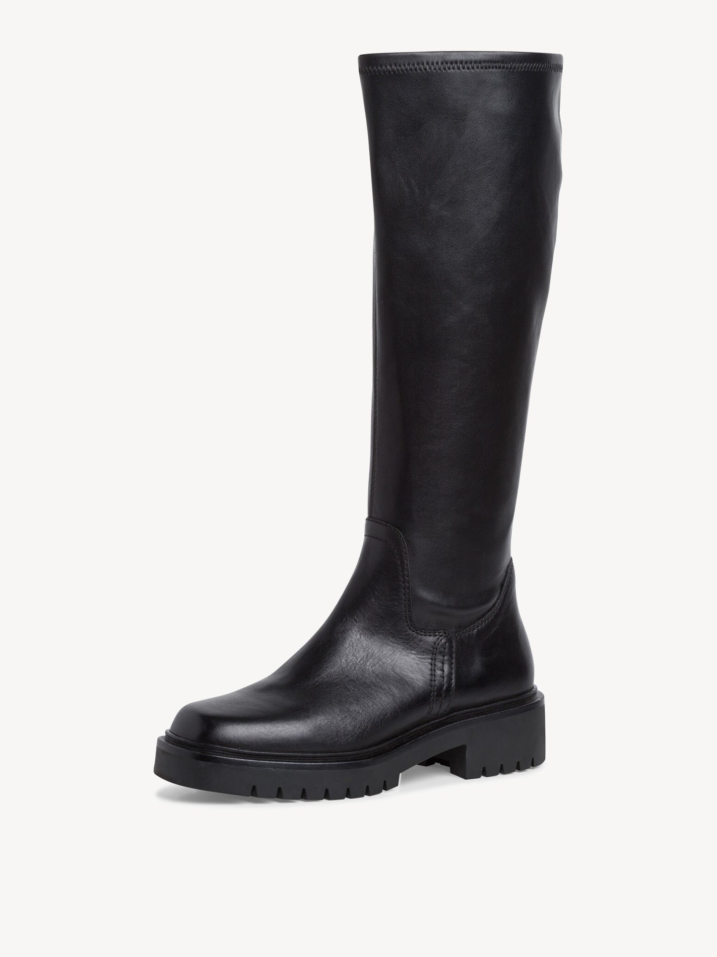 Leather Tall Chunky Boot - Black
