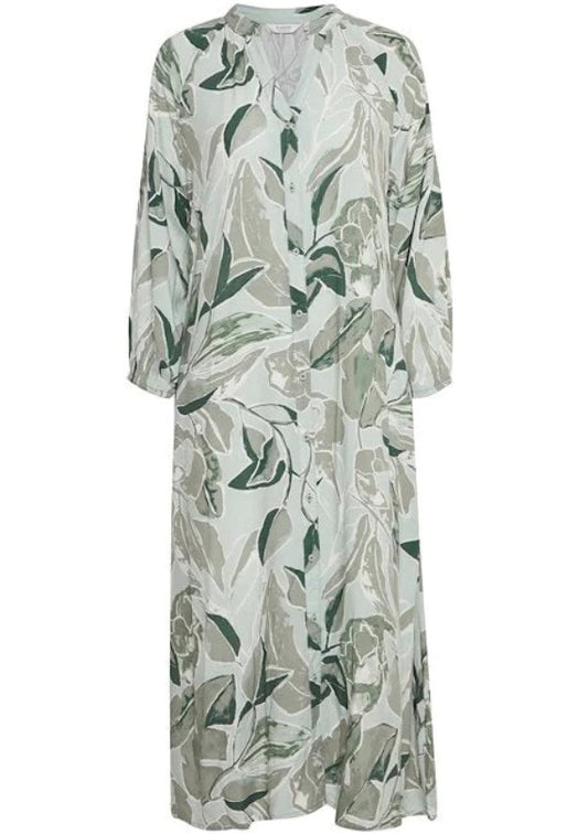 Joella Long Shirt Dress - Hedge Green Mix